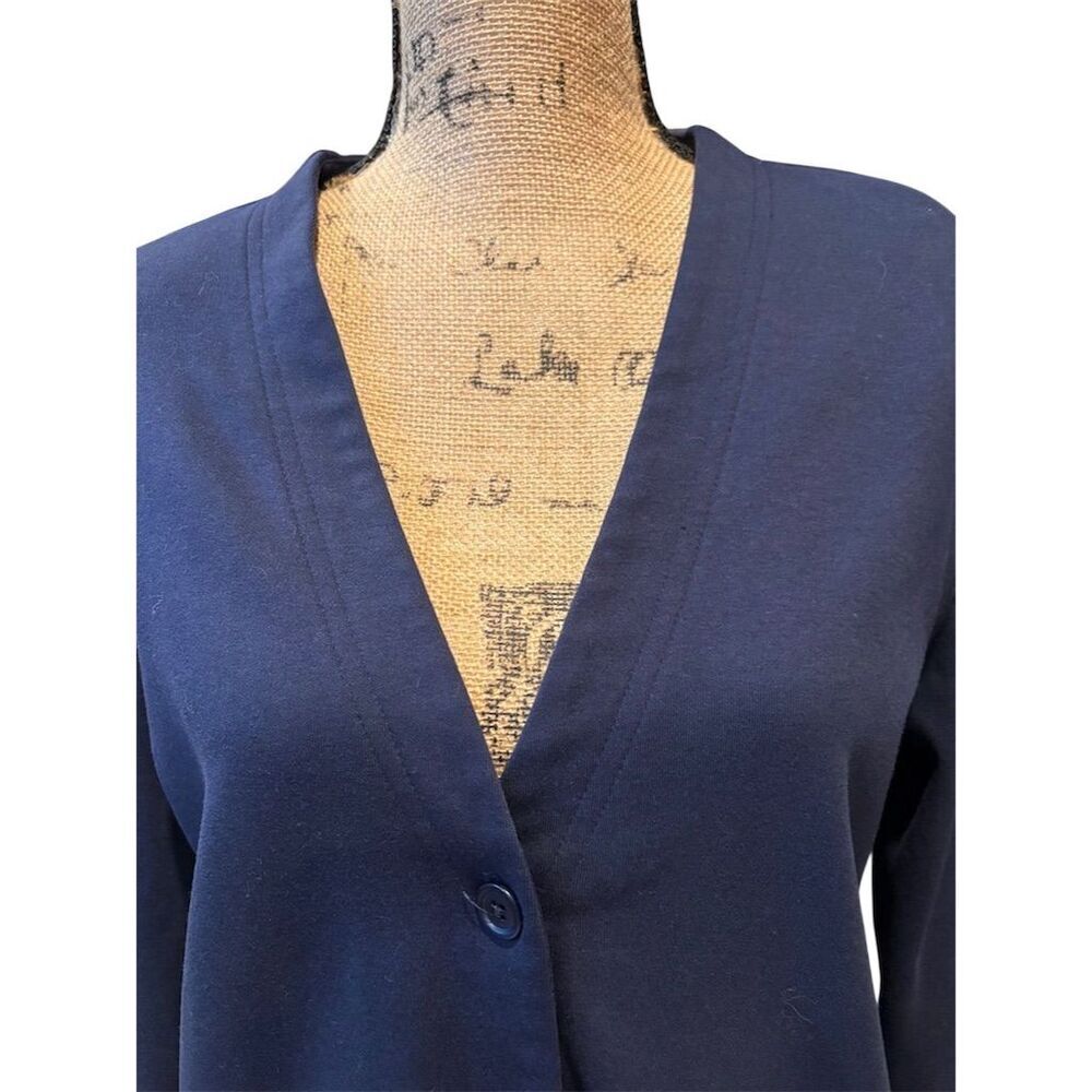 Lands' End Women's Small Navy Blue Cardigan Sweater V-Neck Long Sleeve - Picture 2 of 9